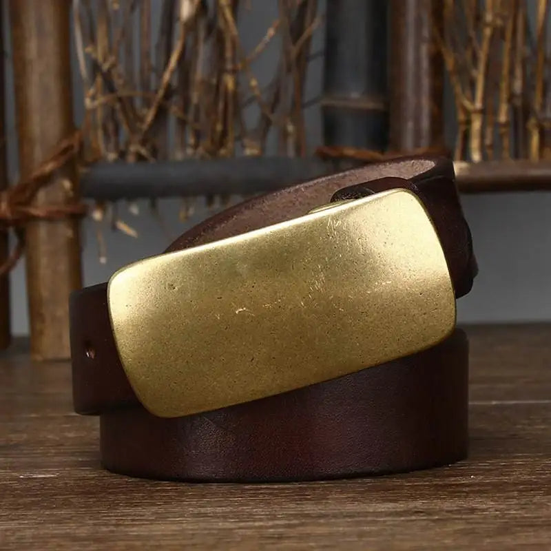 Forged Brass Buckle Leather Belt