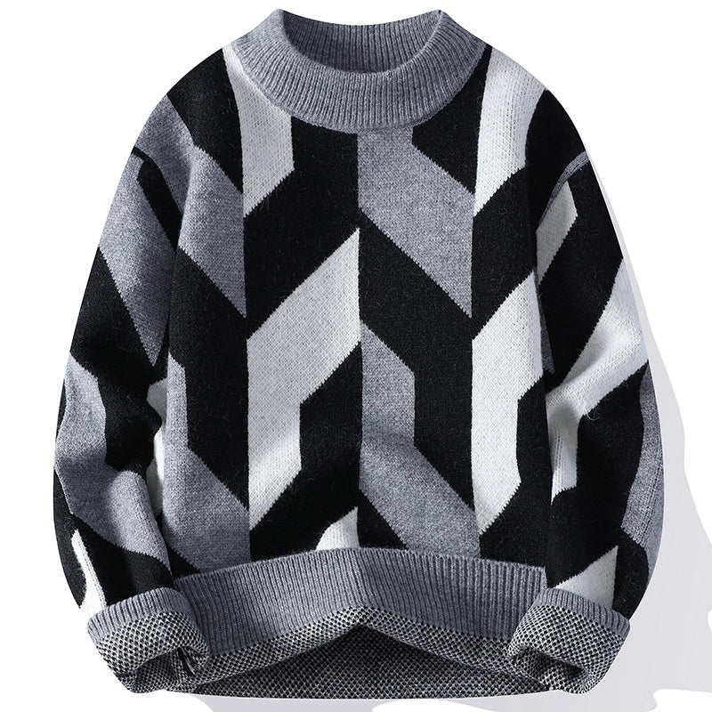 Lazaro geometryczny sweter z dzianiny