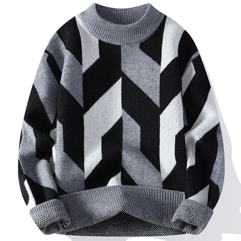 Lazaro geometryczny sweter z dzianiny
