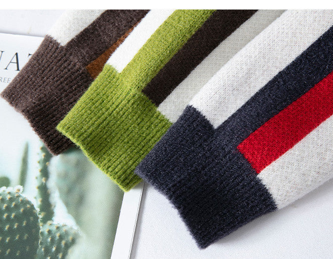 Sweter z dzianiny w paski Marcello