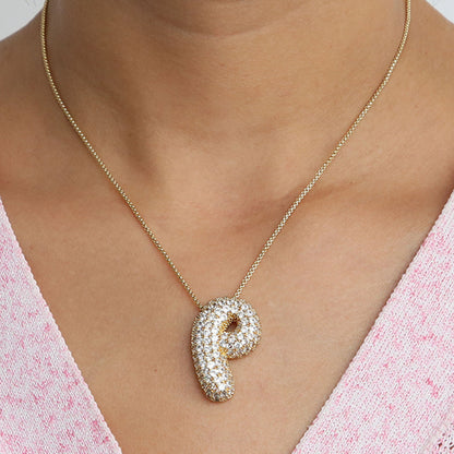 Bubble Initial Diamond Necklace