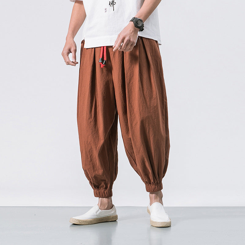 Men’s Loose Fit Harem Pants – Elastic Cuff & Drawstring Waist
