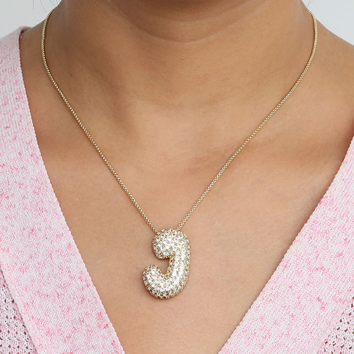 Bubble Initial Diamond Necklace