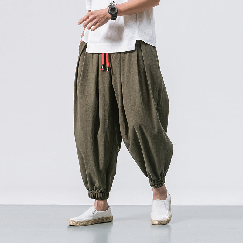Men’s Loose Fit Harem Pants – Elastic Cuff & Drawstring Waist