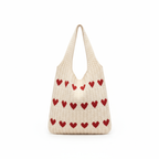 Knitted Heart Tote Bag