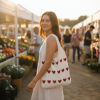 Knitted Heart Tote Bag