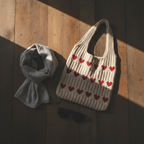 Knitted Heart Tote Bag