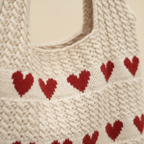 Knitted Heart Tote Bag