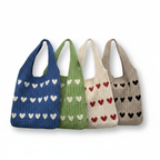 Knitted Heart Tote Bag