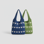 Knitted Heart Tote Bag